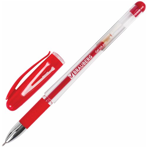 BRAUBERG Ручка гелевая с грипом brauberg geller , красная, игольчатый узел 0,5 мм, линия письма 0,35 мм, 141181, 24 шт.