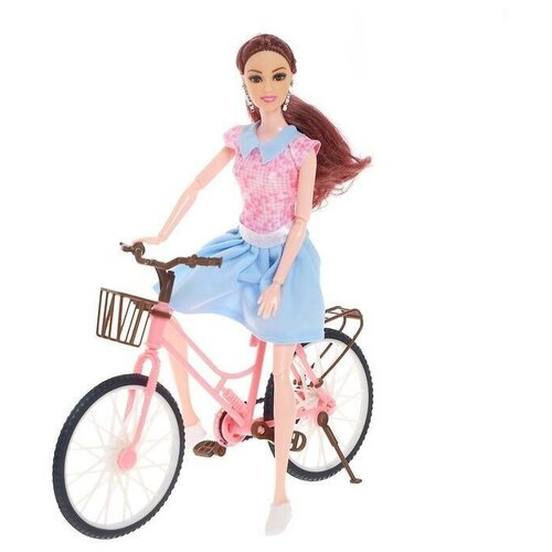 Кукла-модель шарнирная на велосипеде, с аксессуарами