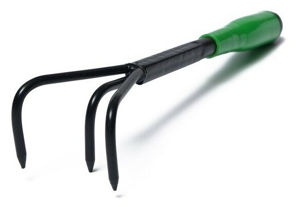 Рыxлитель, длина 41 см, 3 зубца, пластиковая ручка, зеленый