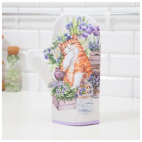 Варежка-прихватка Этель Пушистое настроение 20х28 см 100 хлопок саржа ватин 250 гм2 645₽