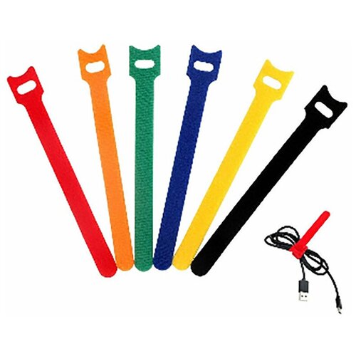 Стяжка - липучка многоразовая в наборе 10 штук применяется для крепежа проводов , ремонтных и монтажных работ, а также в хозяйственном быту.