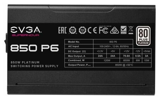 Блок питания 850W EVGA SuperNOVA P6 220-P6-0850-X2