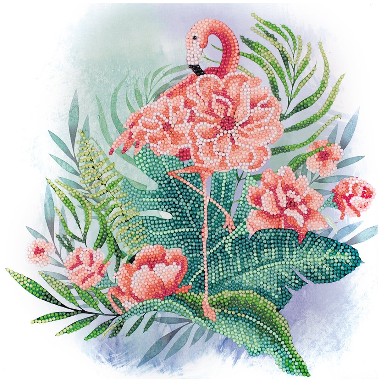 Алмазная (кристальная) мозаика "фрея" постер "Тропический фламинго" 30 х 30 см ALBP-281