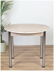 Стол кухонный круглый/раздвижной/стол обеденный раскладной/кухонный стол 90/120х90 хром