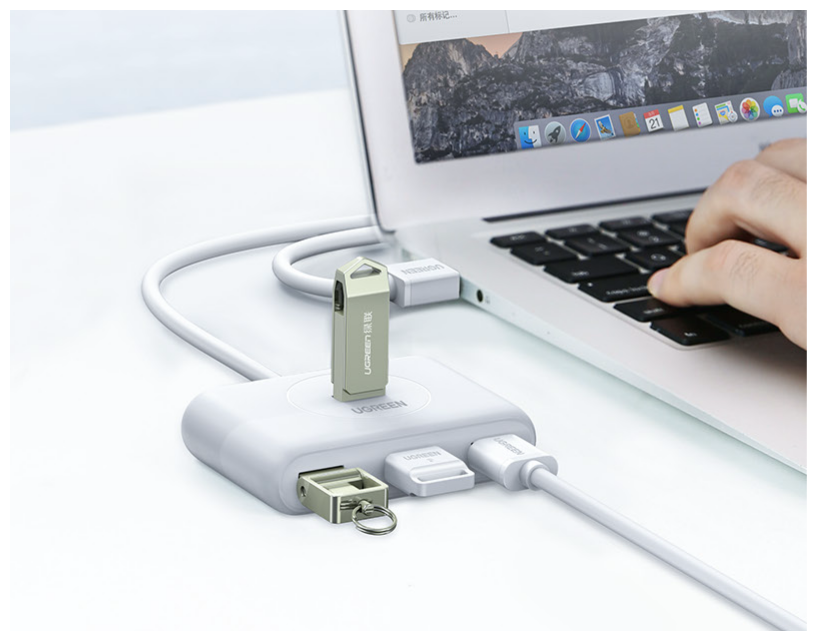 UGREEN. USB концентратор (хаб) USB 3.0 x 4, 1 м, цвет белый (20283)
