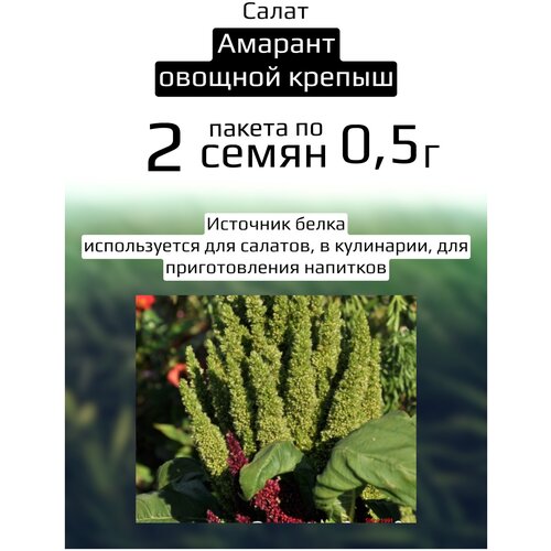 Салат Амарант овощной Крепыш 2 пакета по 0,5г семян комплект семян амарант крепыш овощной х 3 шт