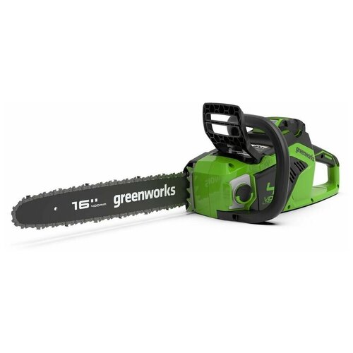 Цепная пила аккумуляторная GreenWorks GD40CS18, 40V, 40 см, бесщеточная, до 1,8 КВТ, с АКБ 4АЧ и ЗУ 2005807UB цепная пила аккумуляторная greenworks gd40cs18k4 40v 40 см бесщеточная до 1 8 квт с акб 4ач и зу