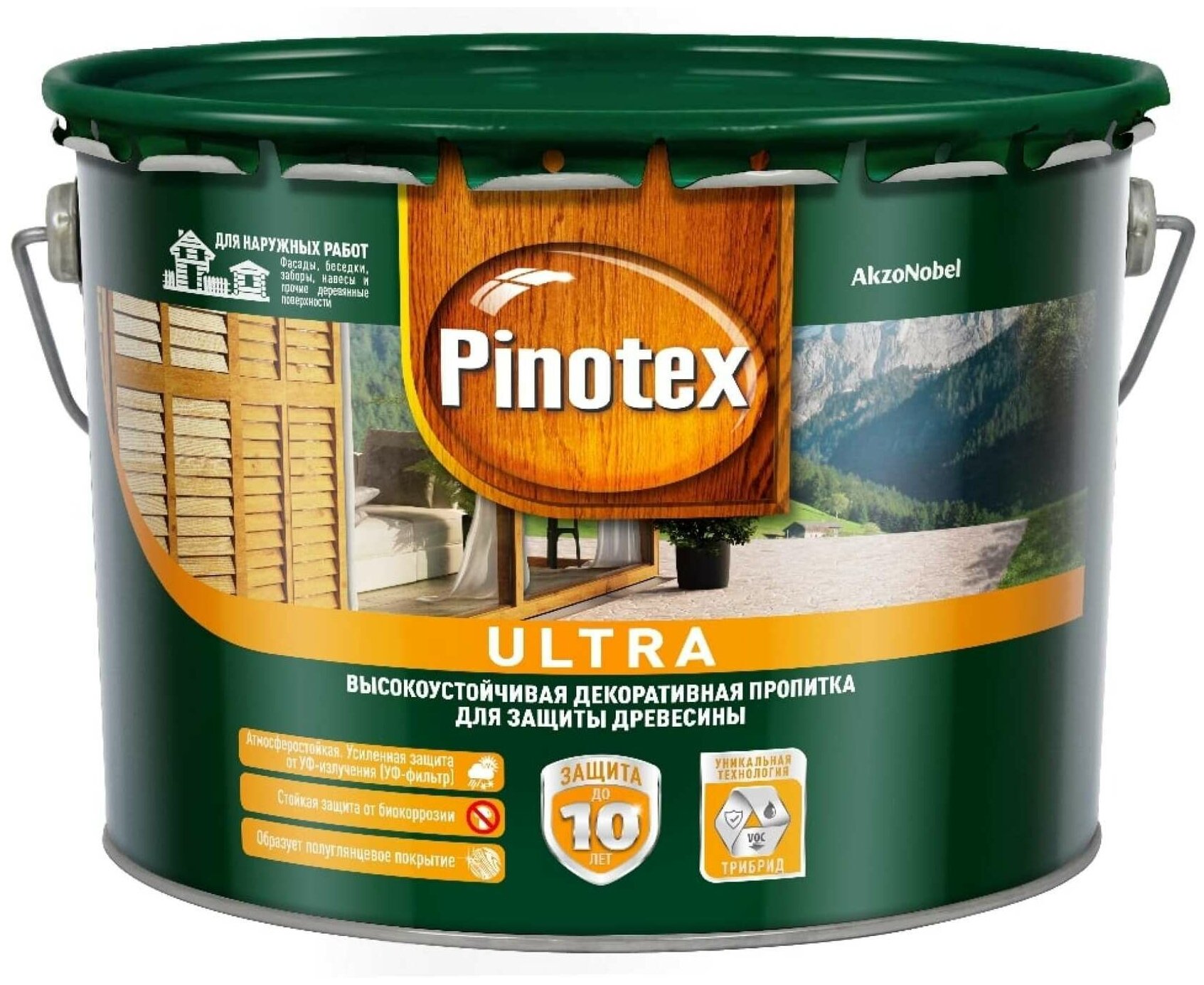 Тиксотропный антисептик PINOTEX ULTRA NW УФ защита тик 9л 5353793