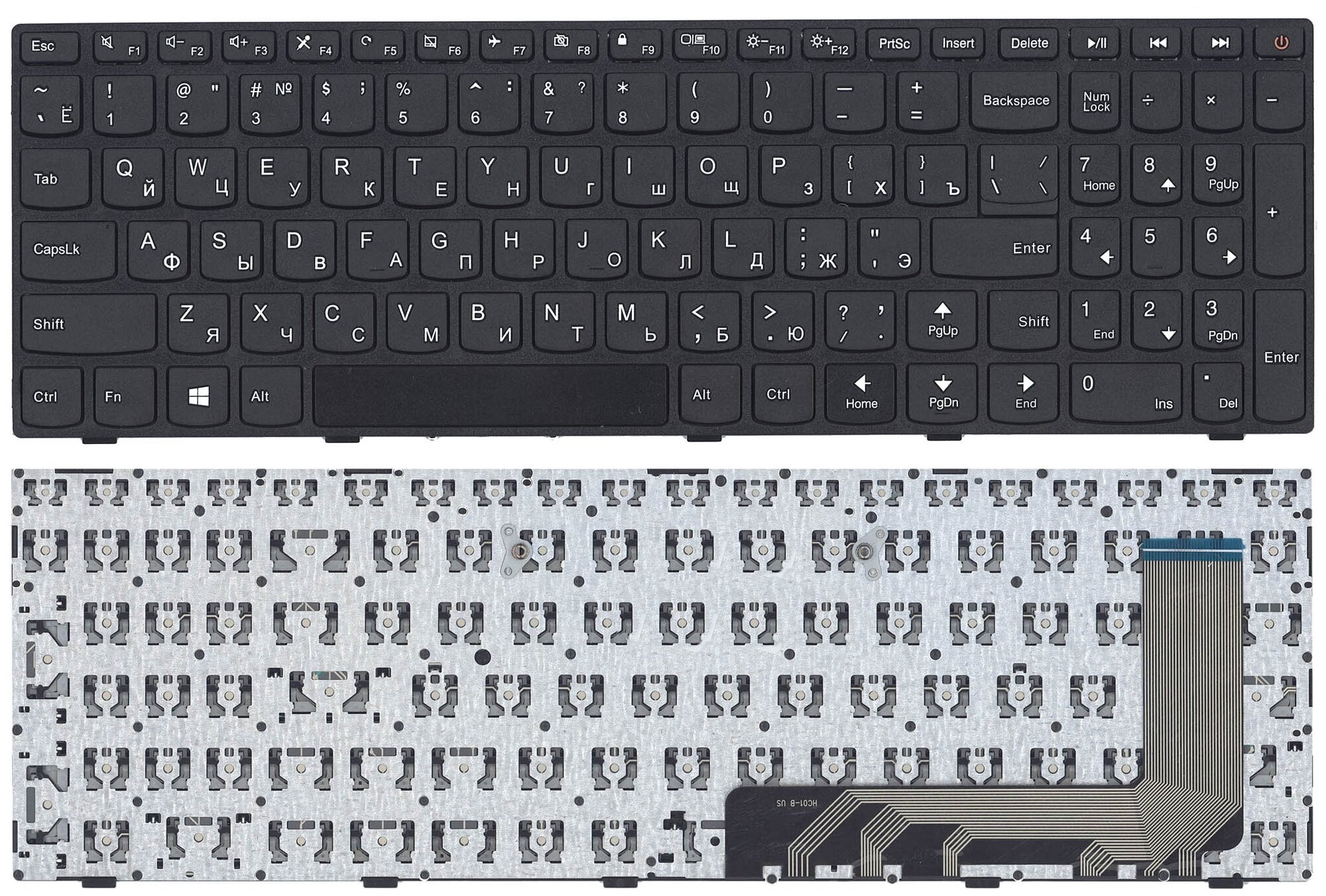 Клавиатура (keyboard) 5N20L25877 для ноутбука Lenovo IdeaPad 110-15ISK 110-17ACL 110-17IKB 110-17ISK черная с рамкой