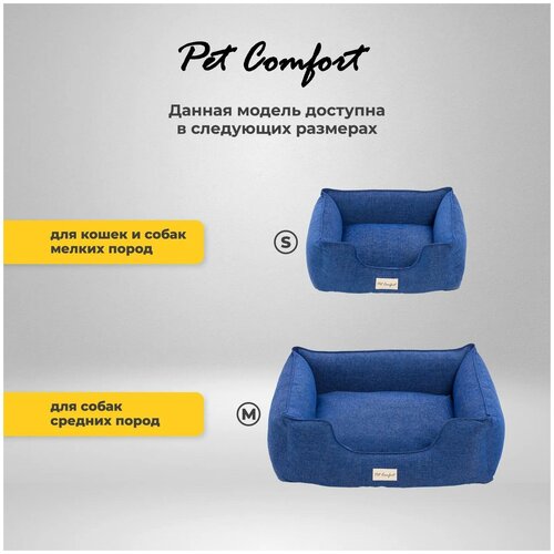 Лежанка для собак средних пород Pet Comfort Alpha Mirandus 33, размер M, синяя, 65х80x24 см