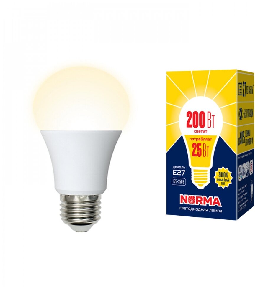 Лампа светодиодная Volpe 25Вт Е27 LED-A70-25W/3000K/E27/FR/NR