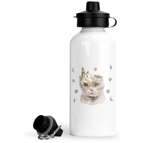 фото Спортивная бутылка кошки шотландская вислоухая с повязкой luzimuzi