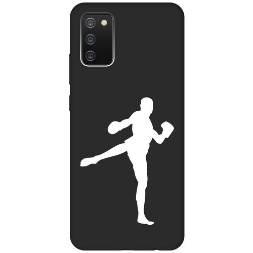 Матовый чехол Kickboxing W для Samsung Galaxy A02s / Самсунг А02с с 3D эффектом черный матовый чехол tennis w для samsung galaxy a02s самсунг а02с с 3d эффектом черный