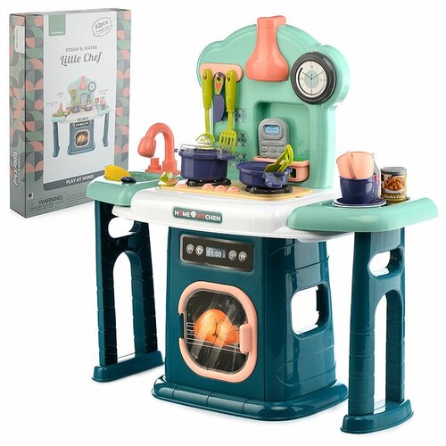 Кухня игрушечная детская с посудой, духовкой и продуктами (вода, свет, пар) высота 60 см/ Игровой набор 661-506 в коробке