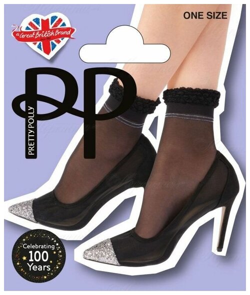 Носки Pretty Polly, размер S-M-L, серебряный, черный