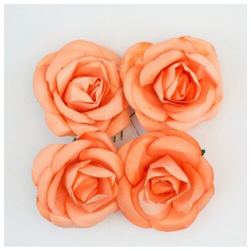 Розы, персиковые, 50 мм, цена за 4 шт, ScrapBerrys 50 шт упаковка декоративные бумажные бабочки и цветы