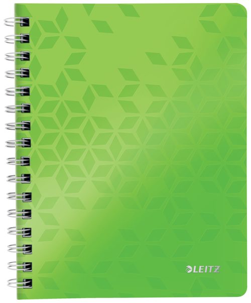 Блокнот Leitz WOW, формат А5, полипропилен, клетка, 80 листов, зеленый