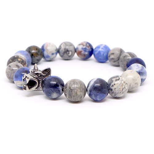 фото Браслет ruby-ruby, содалит, яшма, размер 18 см, размер xs, серый, синий