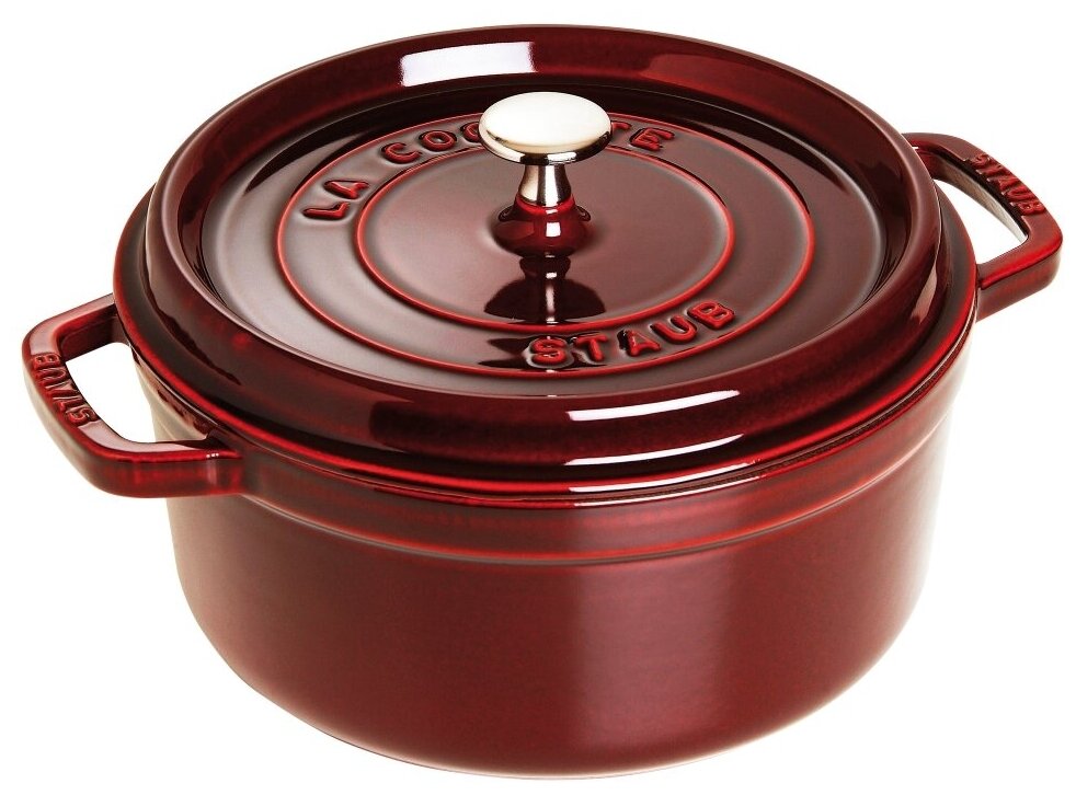 Кокот круглый, 26 см, 5,2 л, гранатовый, Staub, 1102687
