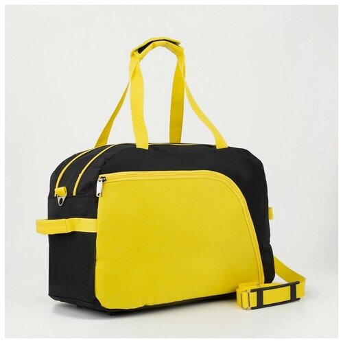 фото Зфтс сумка спортивная на молнии, без подкладки, 2 наружных кармана, цвет чёрный/жёлтый
