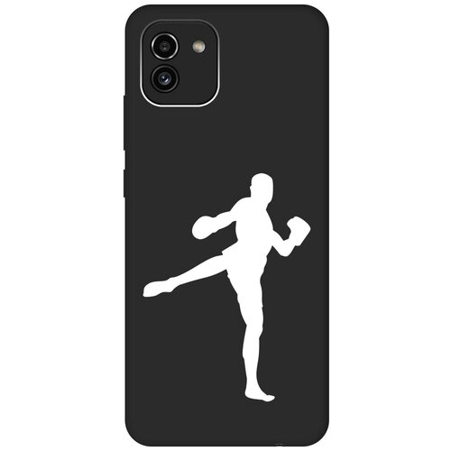 Матовый чехол Kickboxing W для Samsung Galaxy A03 / Самсунг А03 с 3D эффектом черный матовый чехол kickboxing w для samsung galaxy a5 самсунг а5 с 3d эффектом черный