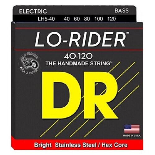 dr nlh5 40 nickel lo rider струны для 5 струнной бас гитары никель 40 120 DR Strings LH5-40 LO-RIDER Струны для бас-гитары