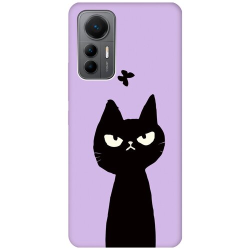 Силиконовый чехол на Xiaomi 12 Lite, Сяоми 12 Лайт Silky Touch Premium с принтом Disgruntled Cat сиреневый матовый чехол на xiaomi 12 lite сяоми 12 лайт soft touch красный