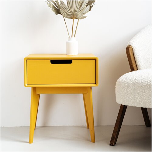 Тумба прикроватная с ящиком для дома, спальни, детской, гостиной, прихожей дерево, SUN мебель, тумбочка столик из дерева на ножках