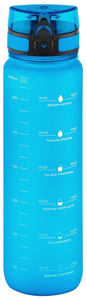 Бутылка для воды 1000 мл 7,8*7,8*28,5 см "Style Matte" мотивационная аквамарин-морская волна