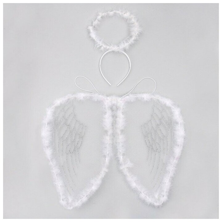 Карнавальный набор «Ангел», 2 предмета: нимб, крылья, цвет белый, 3-5 лет
