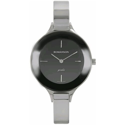 фото Romanson rm 8276 lw(bk) женские наручные часы в круглом стальном корпусе