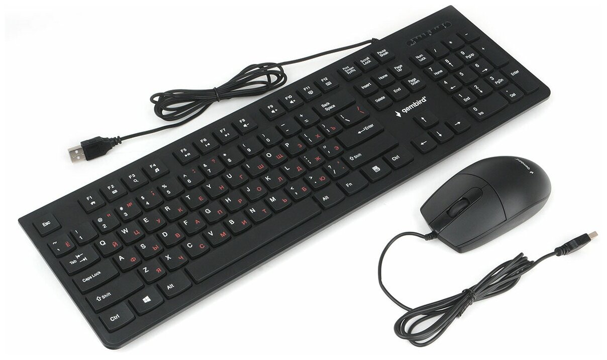 Клавиатура и мышь Gembird KBS-9050 104 клавиши 3 кнопки кабель 15м черный