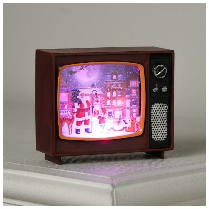 Фигура светодиодная Luazon Lighting "Телевизор вишневый, Новый год", 4х10х8 см, от батареек, белый (FNB-097)