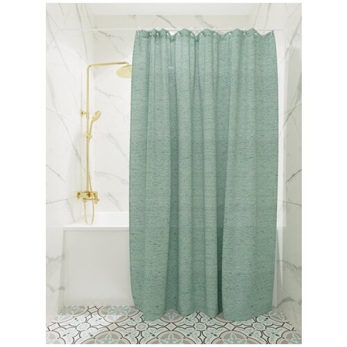 Штора для ванной/Занавеска для ванны/Шторка для ванной полиэстер 180х200 зеленая Raindrops SC9601B