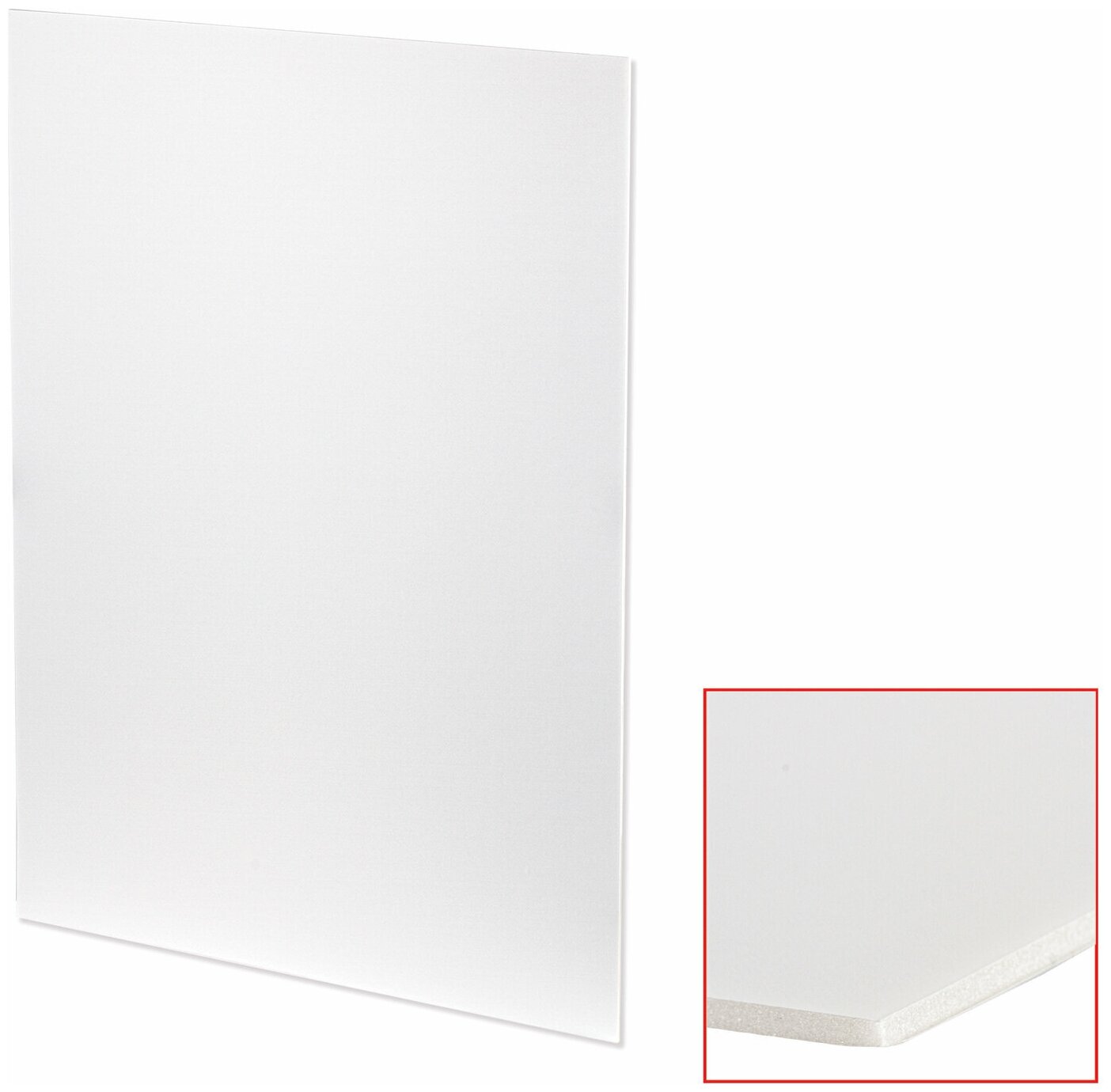 Пенокартон плотный канцелярский для творчества матовый 50х70 см толщина 3 мм белый Комплект 5 листов Brauberg 112470