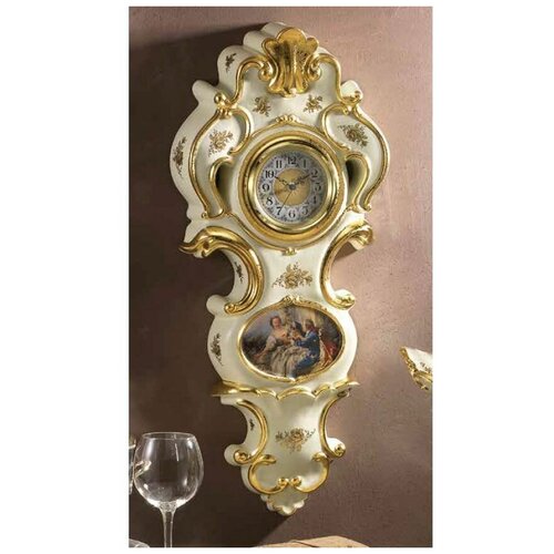 BAROQUE Часы настенные 33хН75 см, керамика, цвет кремовый, декор золото
