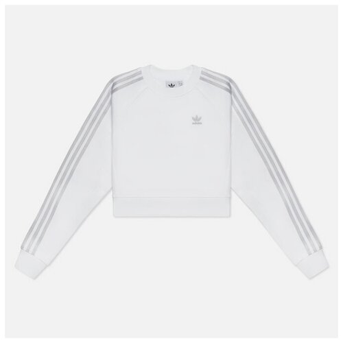 фото Женская толстовка adidas originals adicolor classics high shine crew hoodie белый , размер 32