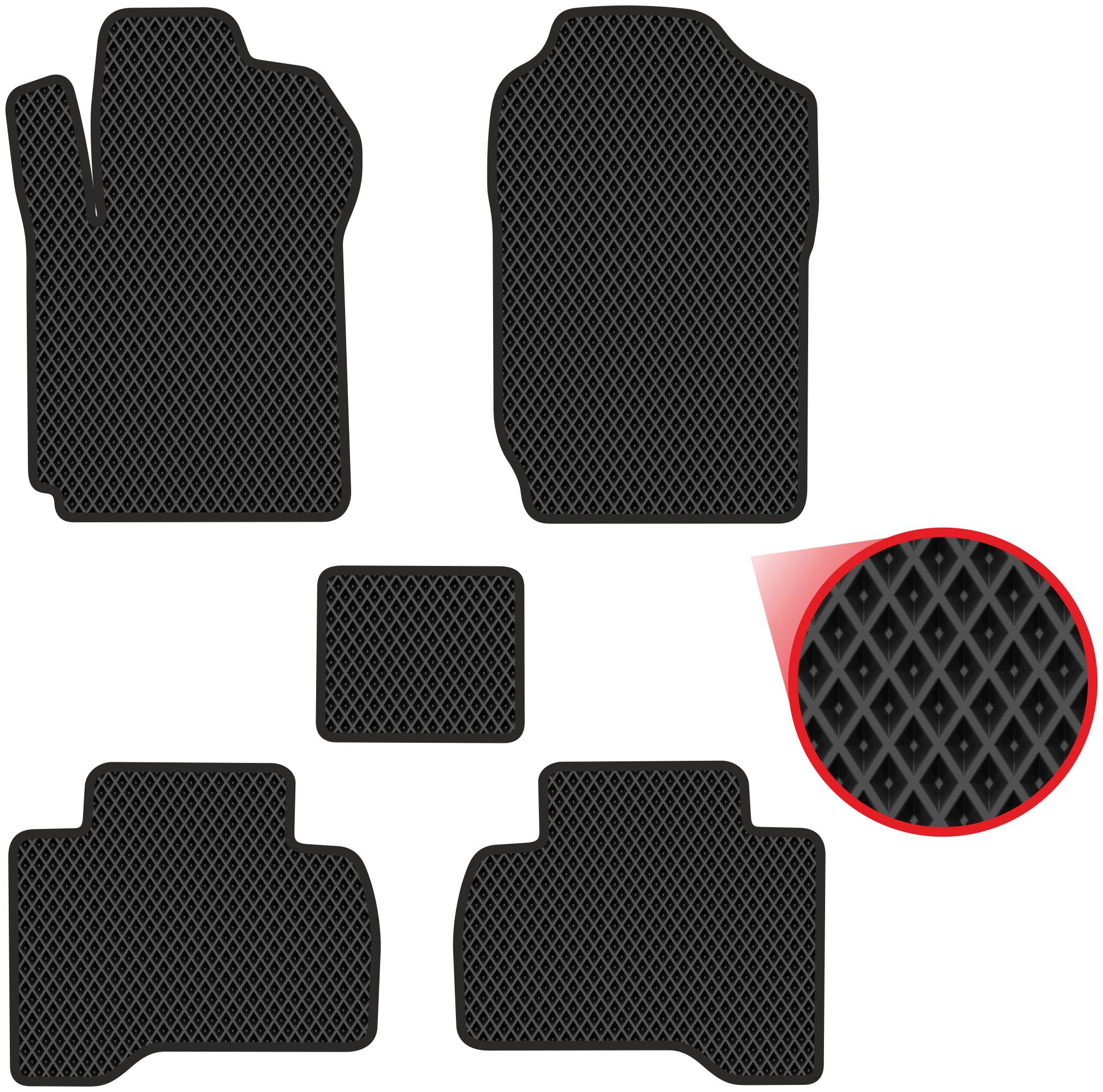 Автомобильные коврики EVA для Suzuki Grand Vitara III 5D (2005-2017) чёрные с чёрным кантом ячейка - ромб
