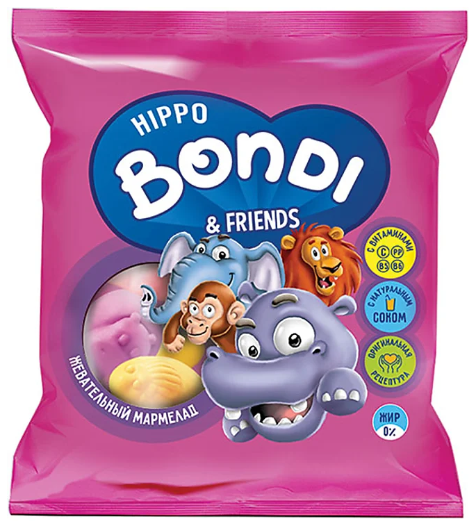 «HIPPO BONDI & FRIENDS», мармелад жевательный в форме половинок животных, 100 г - фотография № 2