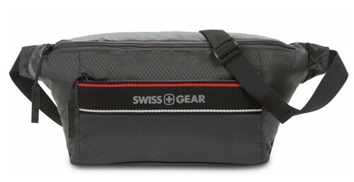 Сумка поясная SWISSGEAR, фактура плетеная, серый