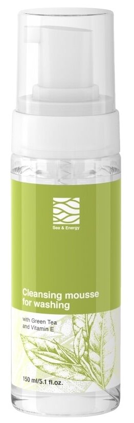 Sea & Energy пенка для умывания с зеленым чаем и витамином Е Cleansing mousse for washing, 150 мл, 200 г