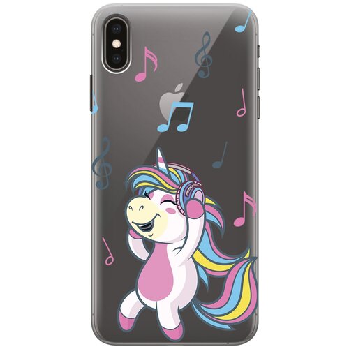 Силиконовый чехол на Apple iPhone XS Max / Эпл Айфон Икс Эс Макс с рисунком Musical Unicorn силиконовый чехол на apple iphone xs max эпл айфон икс эс макс с рисунком lady unicorn soft touch розовый