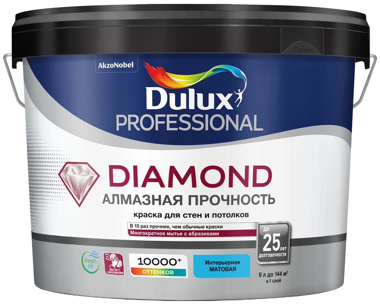 Dulux Diamond Matt, 9л, белая краска, BW интерьерная