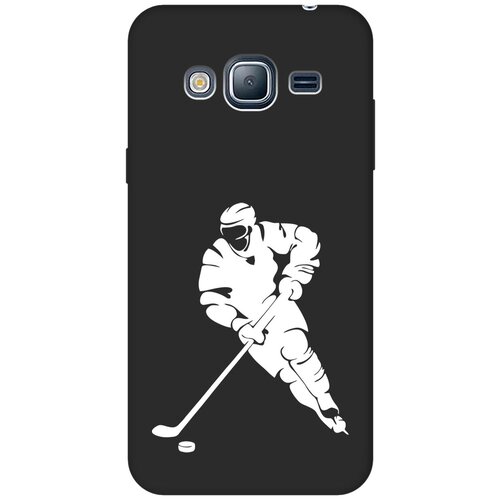 Матовый чехол Hockey W для Samsung Galaxy J3 (2016) / Самсунг Джей 3 2016 с 3D эффектом черный матовый чехол basketball для samsung galaxy j3 2016 самсунг джей 3 2016 с эффектом блика черный