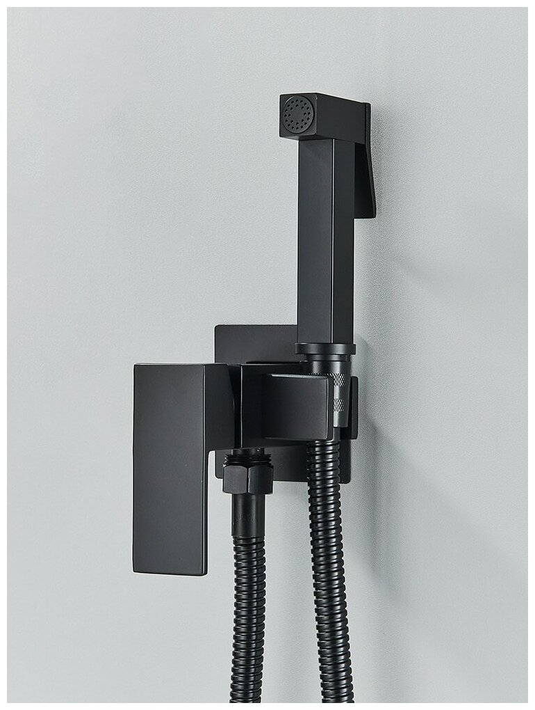 Смеситель с гигиеническим душем для биде унитаза Чёрный матовый Mixxus Premium HANS 002(Inner) Black - фотография № 1