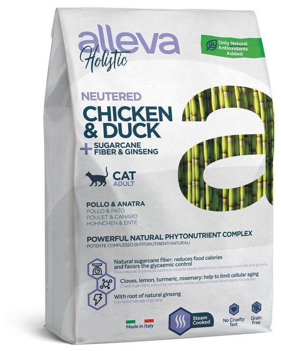 Alleva Holistic Cat сухой корм для взрослых стерилизованных кошек, курица и утка, Adult Chicken & Duck Neutered, 10 кг - фотография № 2