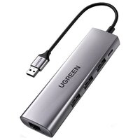 Хаб UGREEN CM266 (60812) USB-A 3.0 to 3 USB-A 3.0 + RJ45(Gigabit), порт для питания Micro USB, Gray