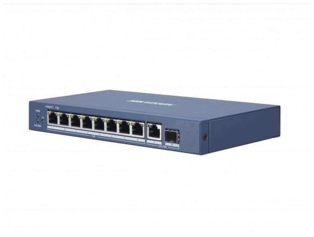 Коммутатор PoE HIKVISION DS-3E0510P-E/M 8хRJ45 1000M PoE с грозозащитой 6кВ/Uplink порт 1000М Ethernet/1000М SFP uplink порт, бюджет PoE 58Вт, пропуск