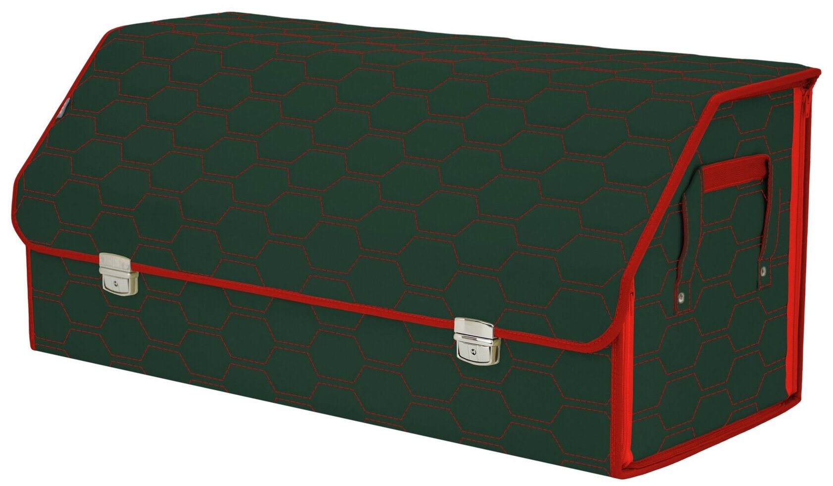 Органайзер-саквояж в багажник "Союз Премиум" (размер XXL). Цвет: зеленый с красной прострочкой Соты.