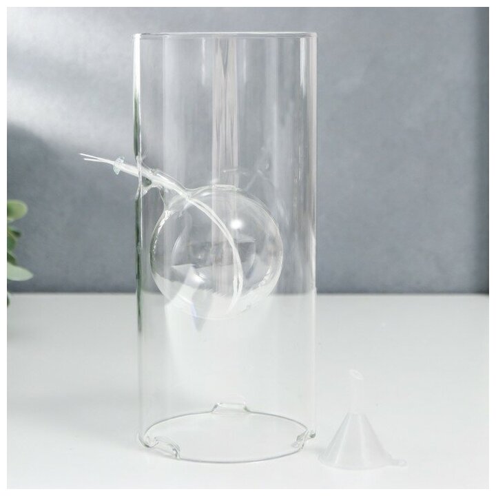 Подсвечник керосиновый стекло "Цилиндр с шаром" прозрачный 18х8х8 см 7602011 . - фотография № 1